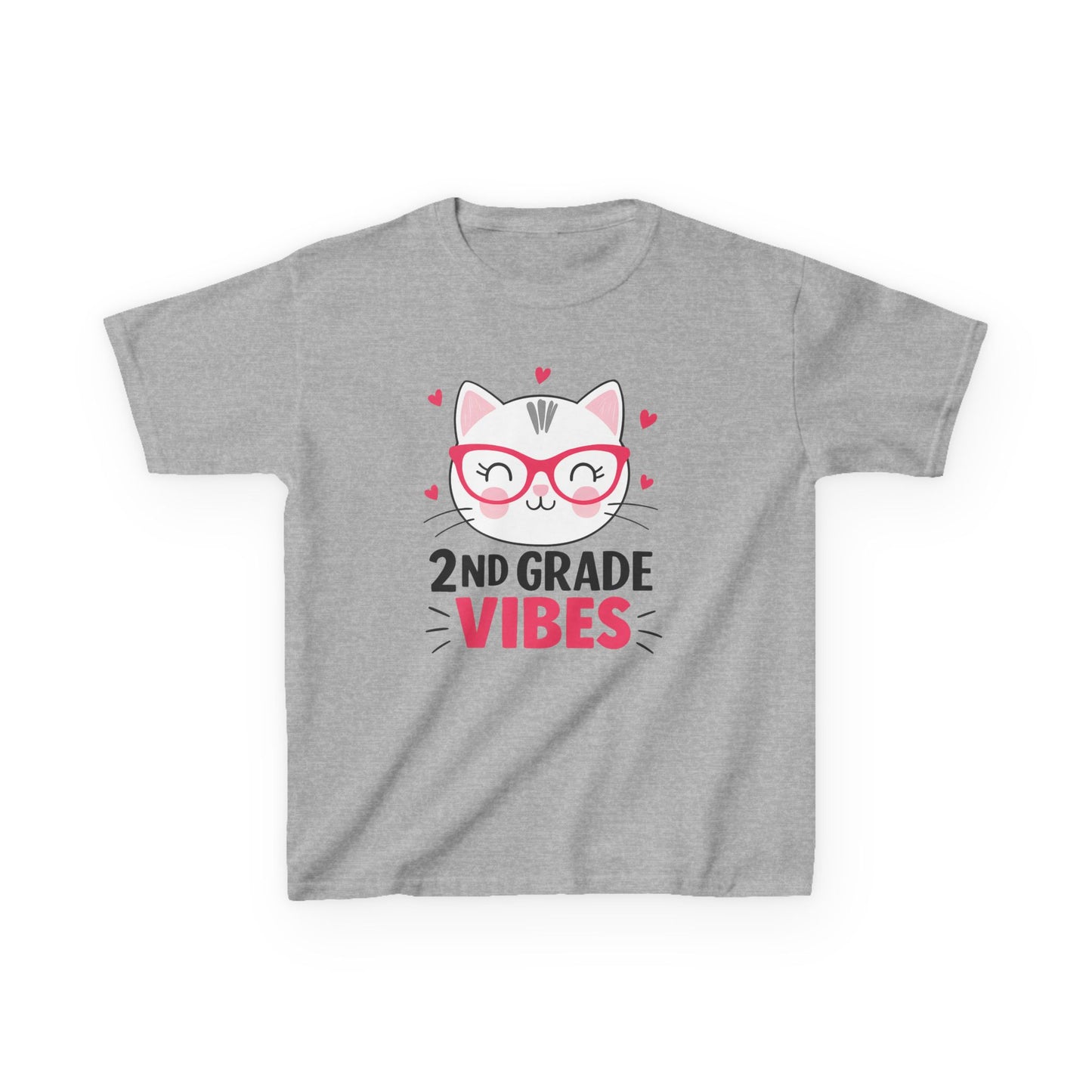 Cute Kids 2nd Grade Vibes Tee, Funny Cat