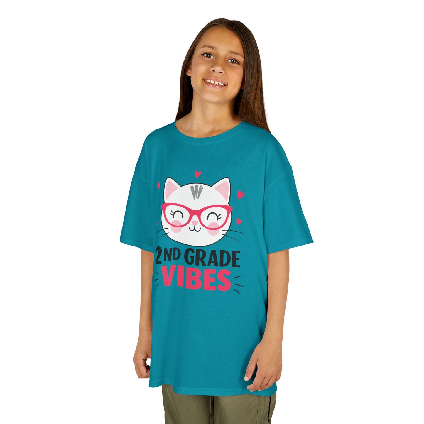 Cute Kids 2nd Grade Vibes Tee, Funny Cat
