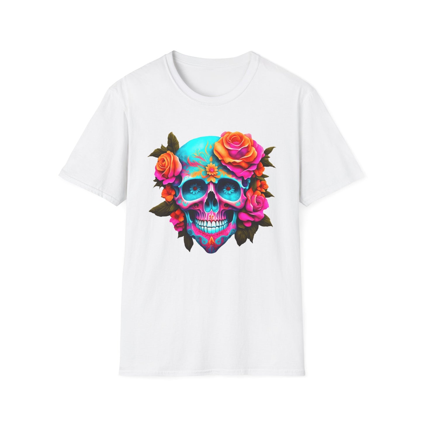 Colorful Floral Skull T-Shirt – Artistic Gothic Streetwear