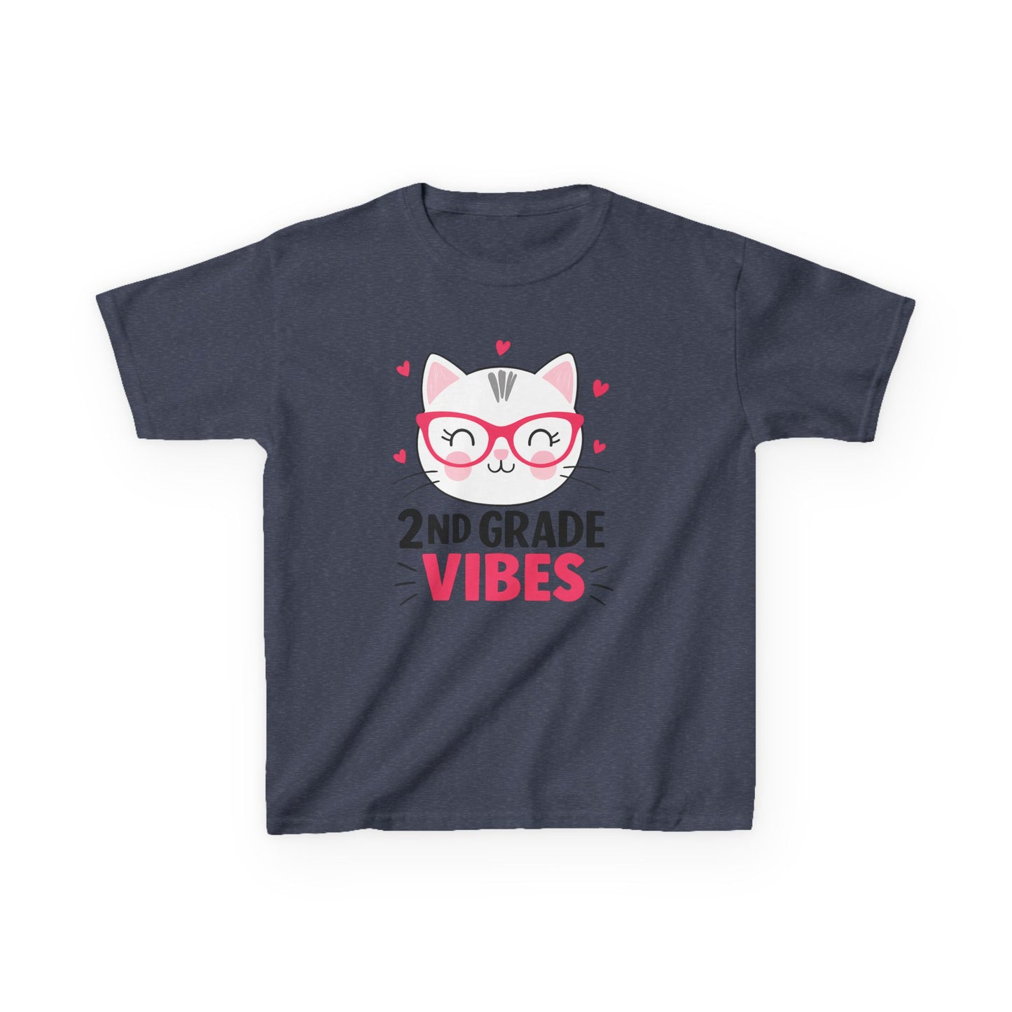 Cute Kids 2nd Grade Vibes Tee, Funny Cat