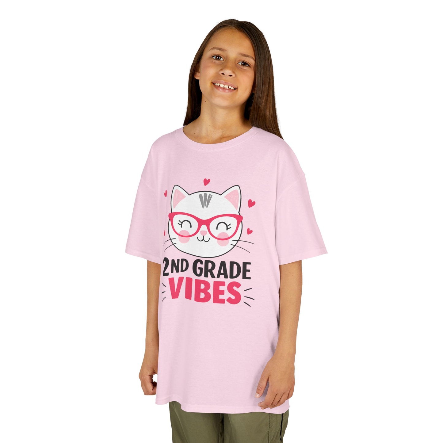 Cute Kids 2nd Grade Vibes Tee, Funny Cat