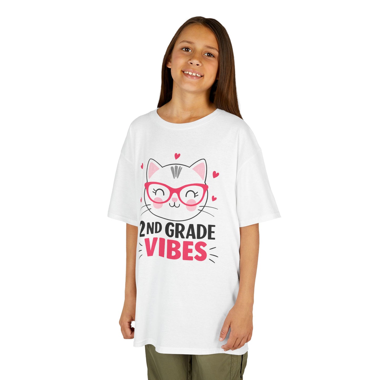 Cute Kids 2nd Grade Vibes Tee, Funny Cat