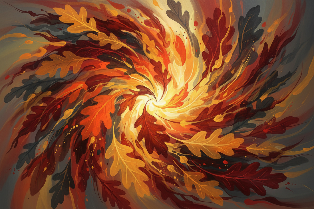 Autumn Floral Abstract Mug – Colorful Leaves Art