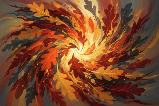 Autumn Floral Abstract Mug – Colorful Leaves Art