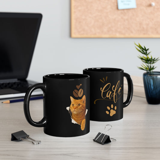 Cat coffee cute Black Mug