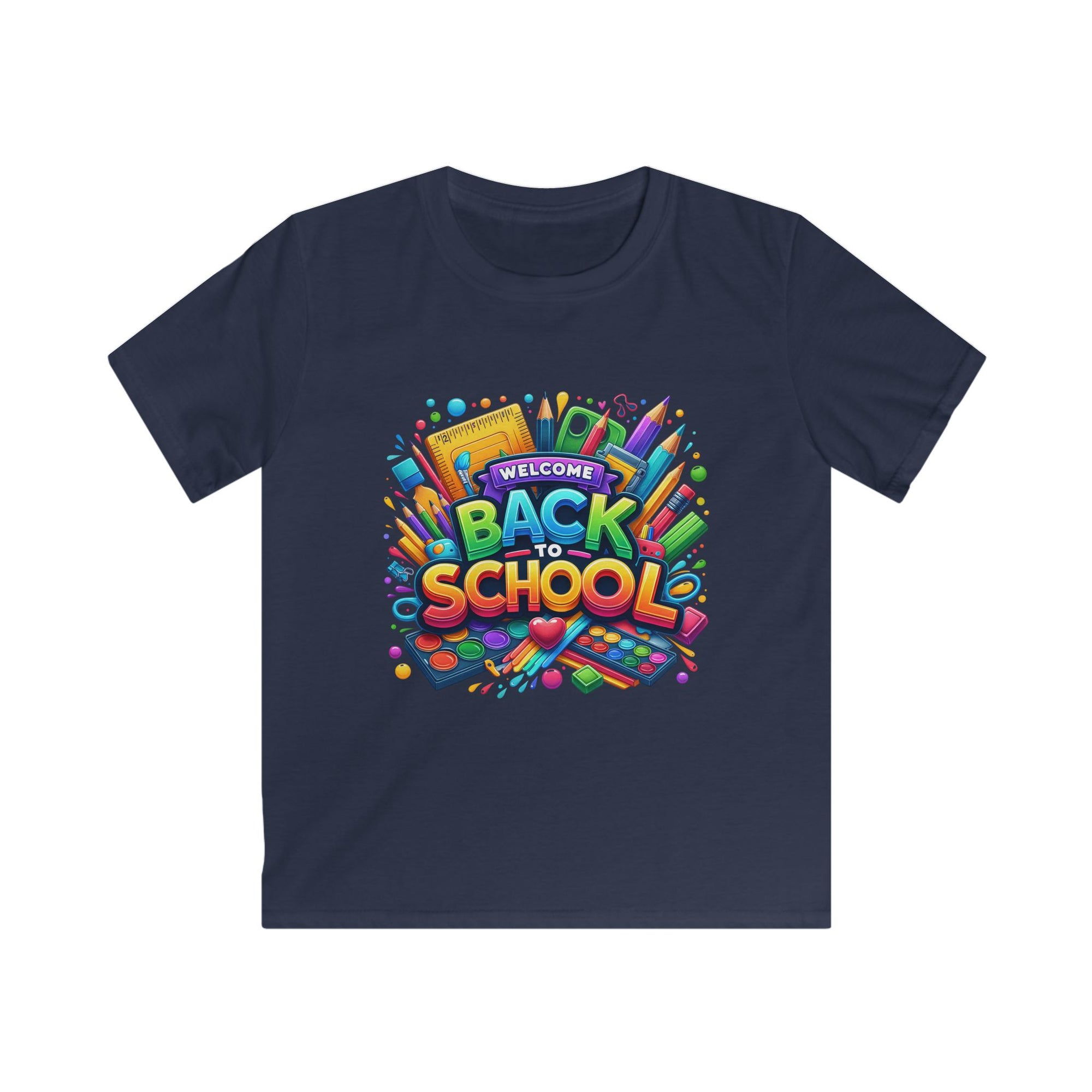 Back to School Kids Softstyle Tee, Fun T-Shirt for Boys and Girls