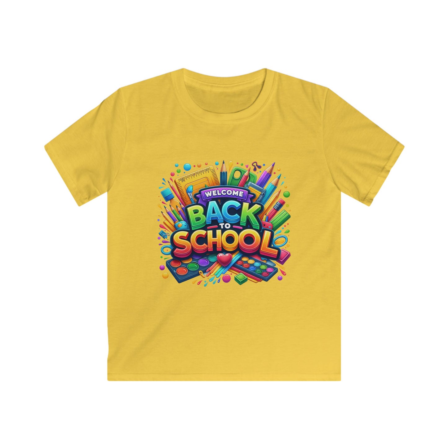 Back to School Kids Softstyle Tee, Fun T-Shirt for Boys and Girls