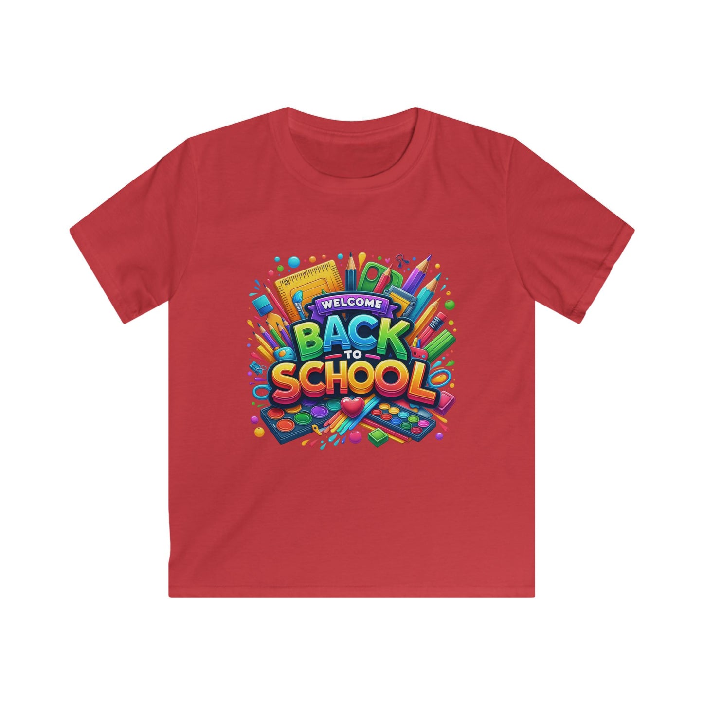 Back to School Kids Softstyle Tee, Fun T-Shirt for Boys and Girls