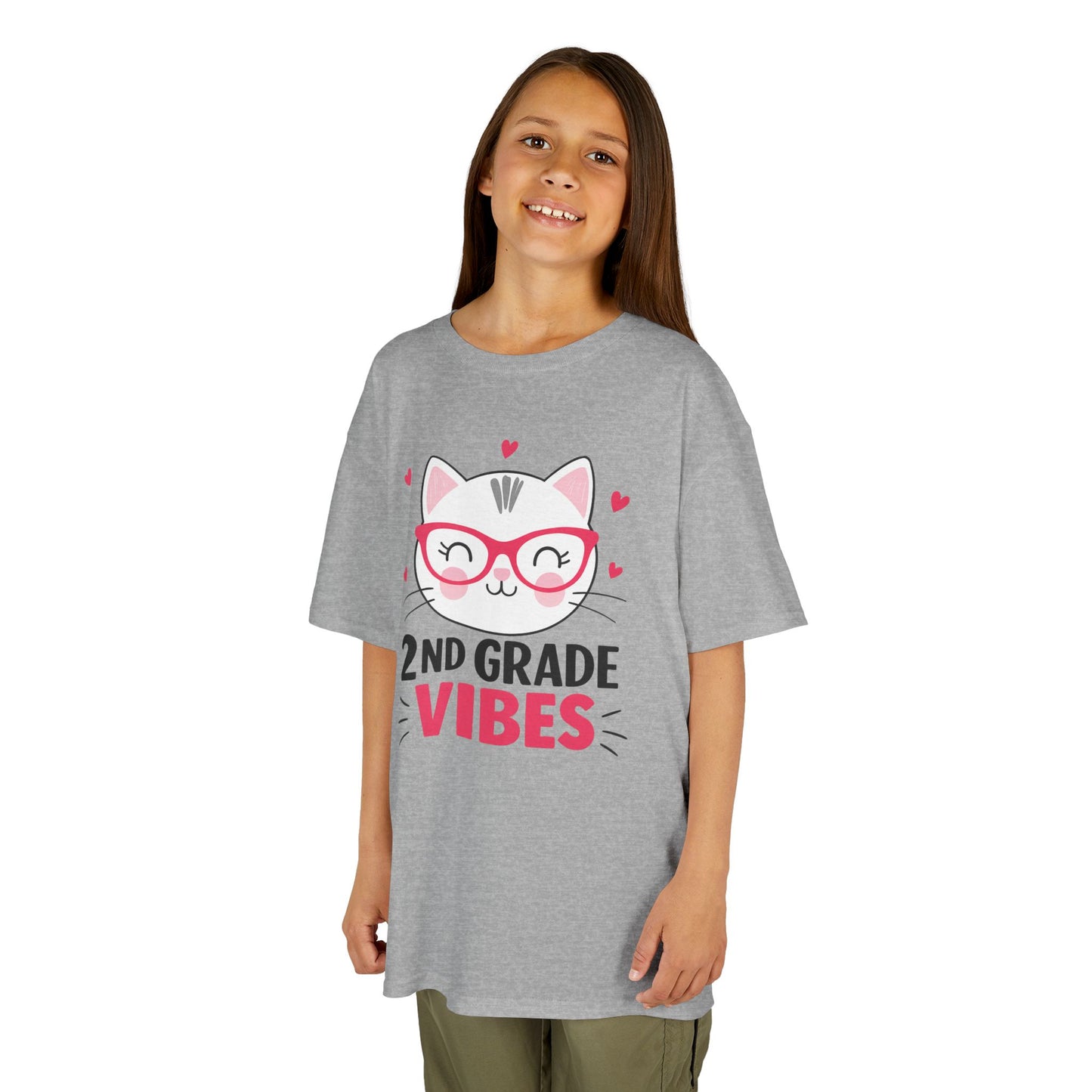 Cute Kids 2nd Grade Vibes Tee, Funny Cat