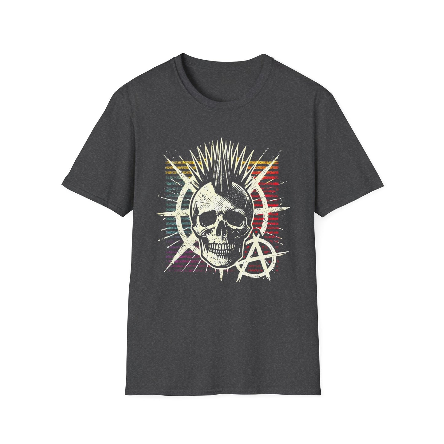 Punk Skull T-Shirt – Mohawk & Anarchy Symbol Streetwear
