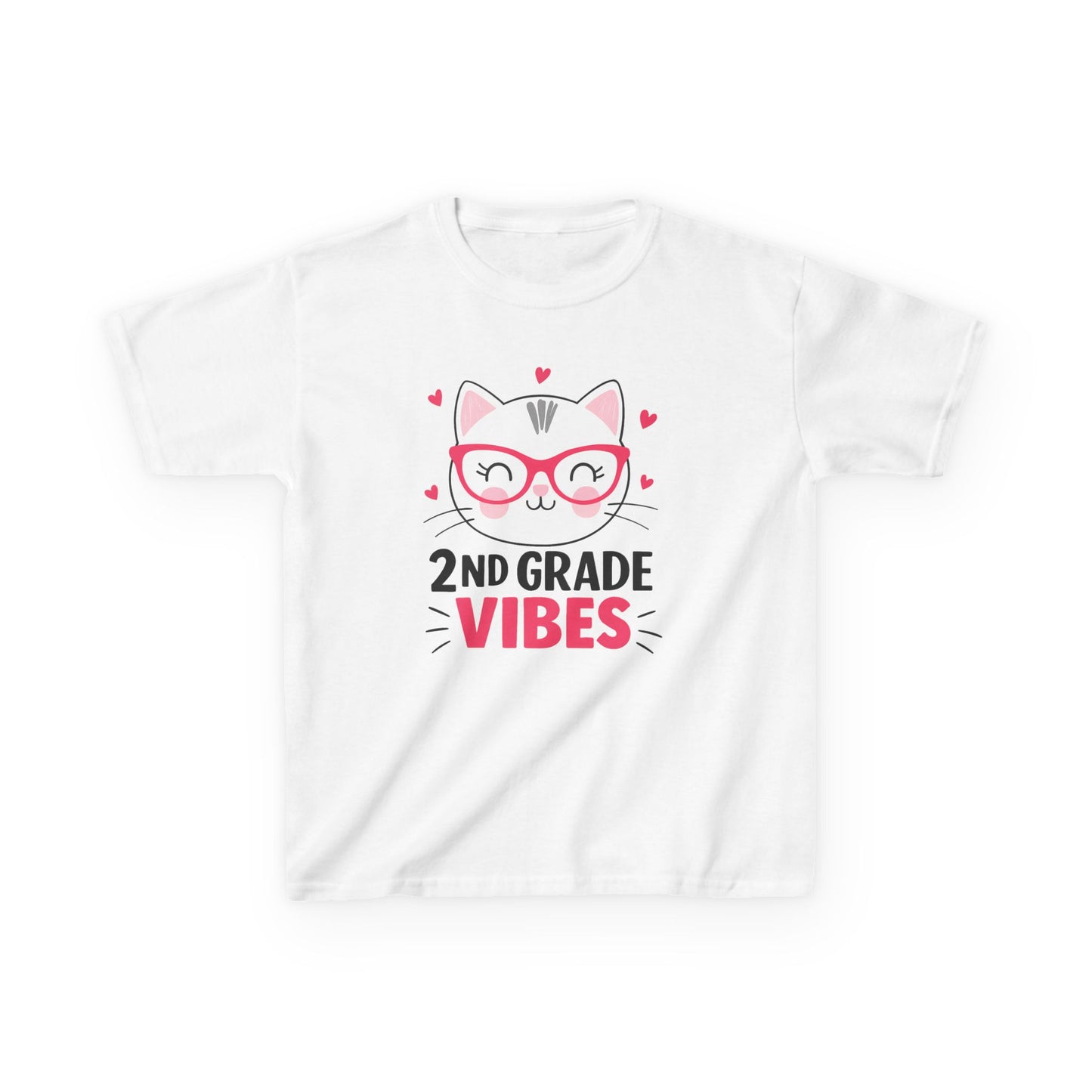 Cute Kids 2nd Grade Vibes Tee, Funny Cat