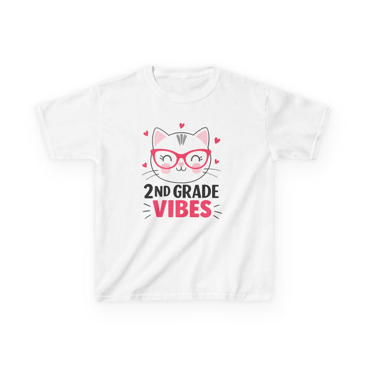 Cute Kids 2nd Grade Vibes Tee, Funny Cat