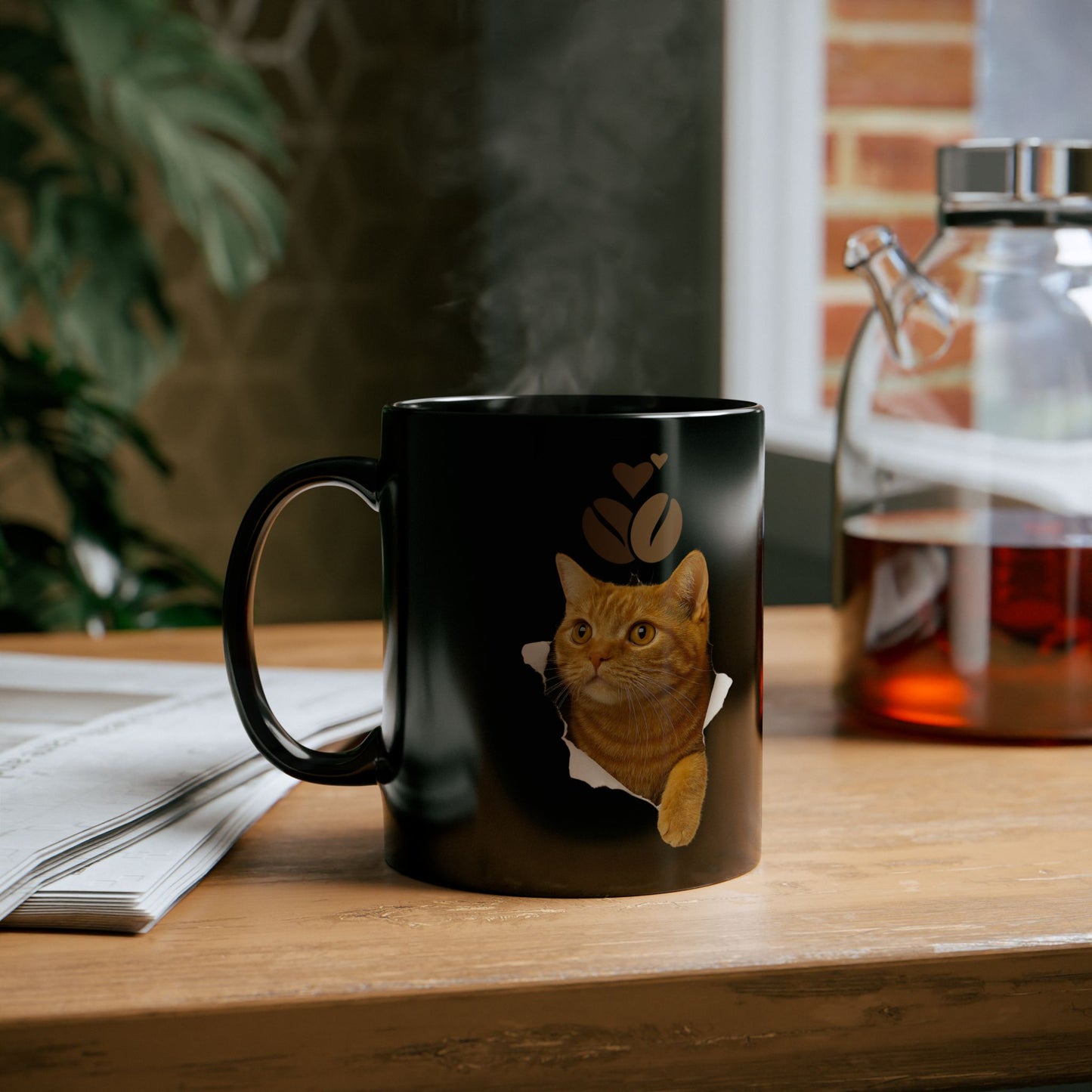 Cat coffee cute Black Mug