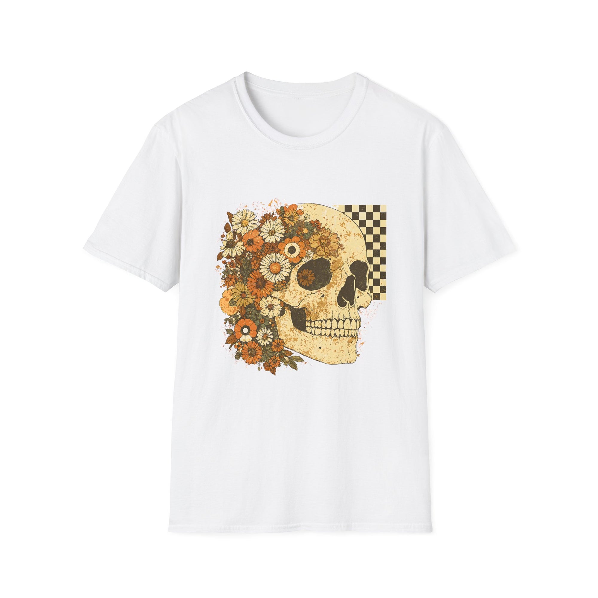 Floral Skull T-Shirt | Unisex Vintage Tee, Casual Wear