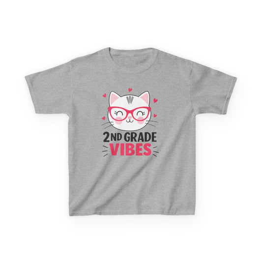 Cute Kids 2nd Grade Vibes Tee, Funny Cat