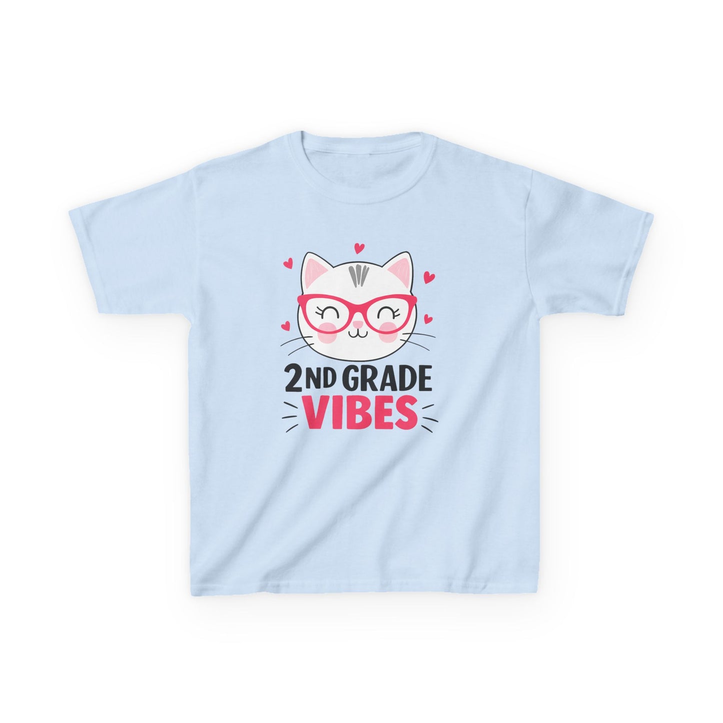 Cute Kids 2nd Grade Vibes Tee, Funny Cat