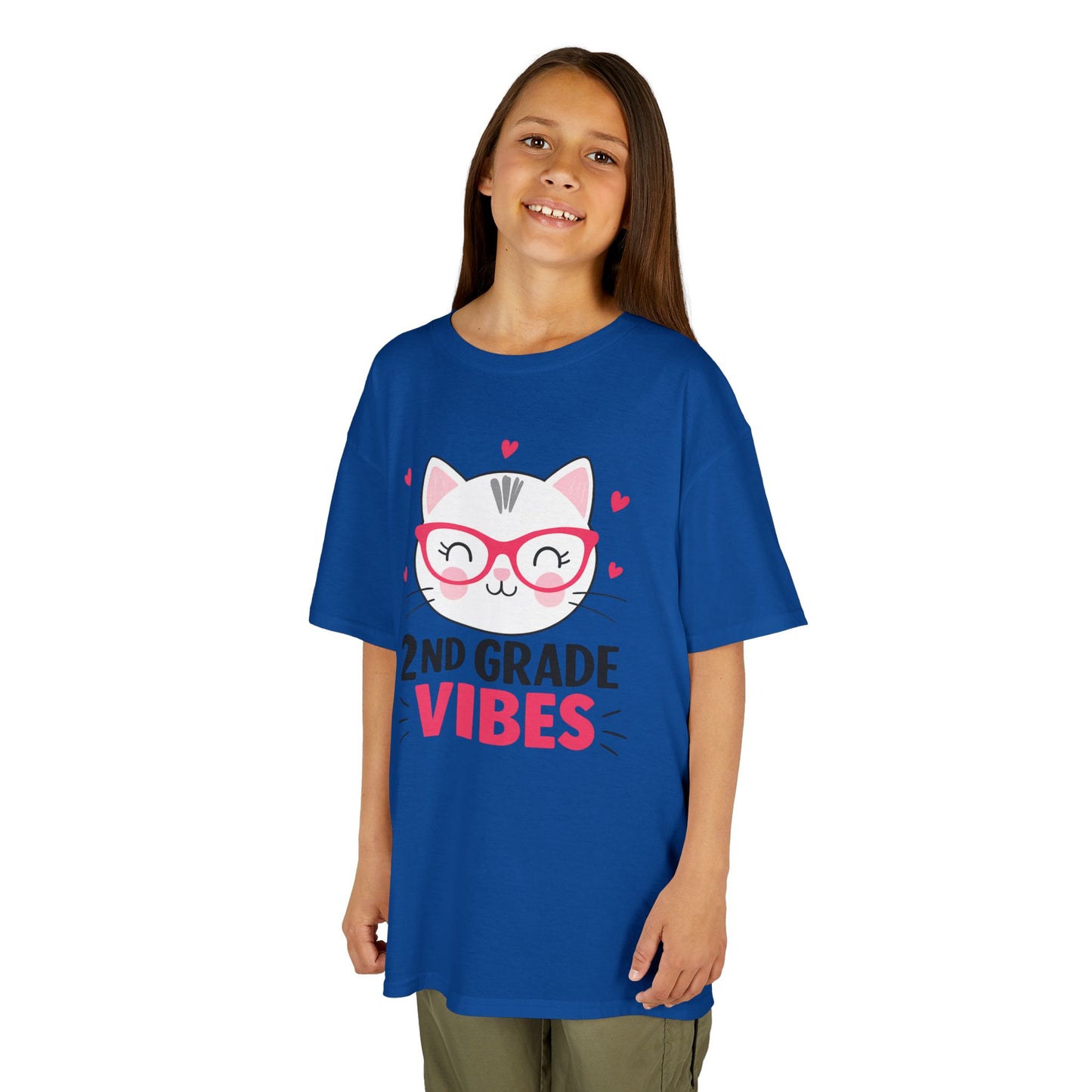 Cute Kids 2nd Grade Vibes Tee, Funny Cat