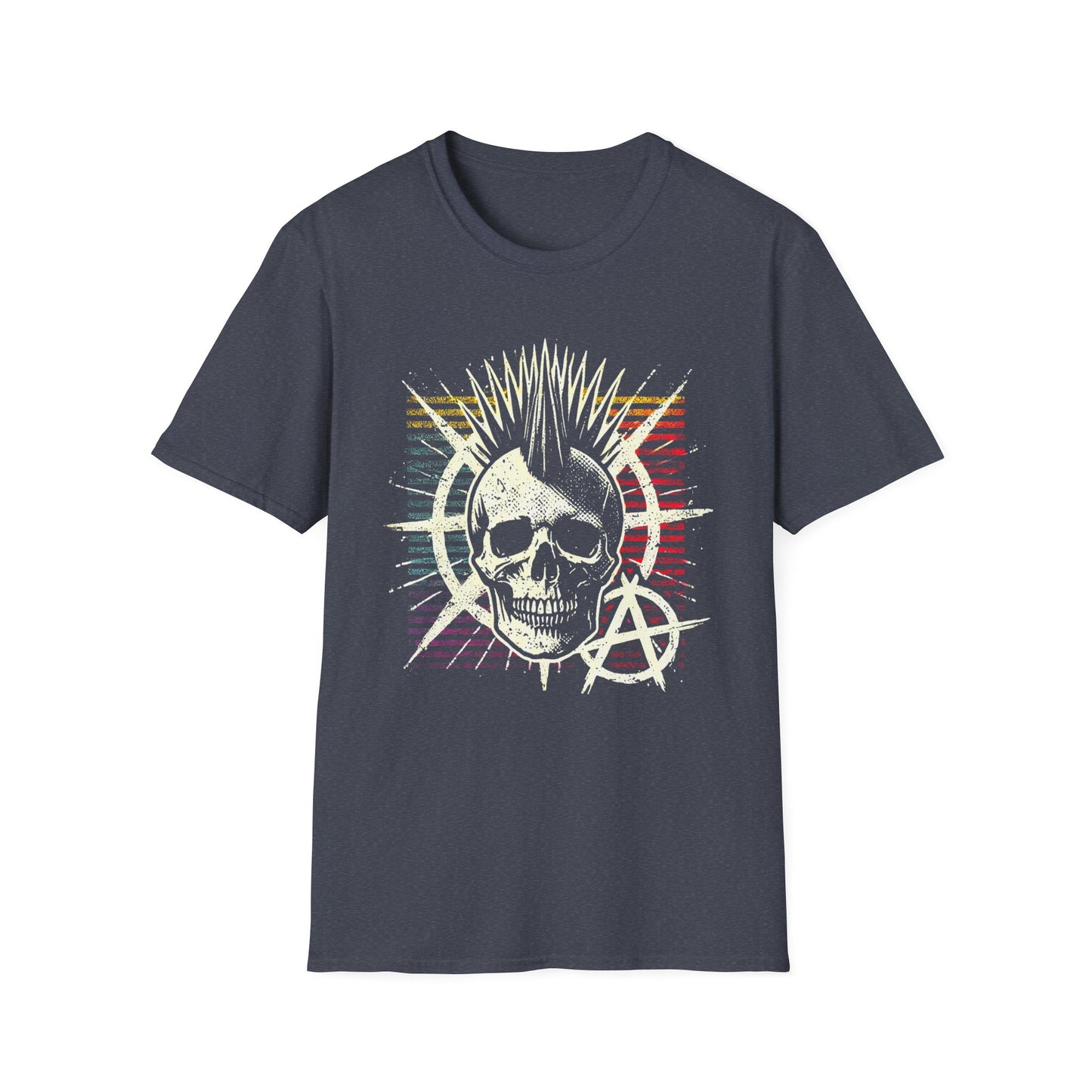 Punk Skull T-Shirt – Mohawk & Anarchy Symbol Streetwear