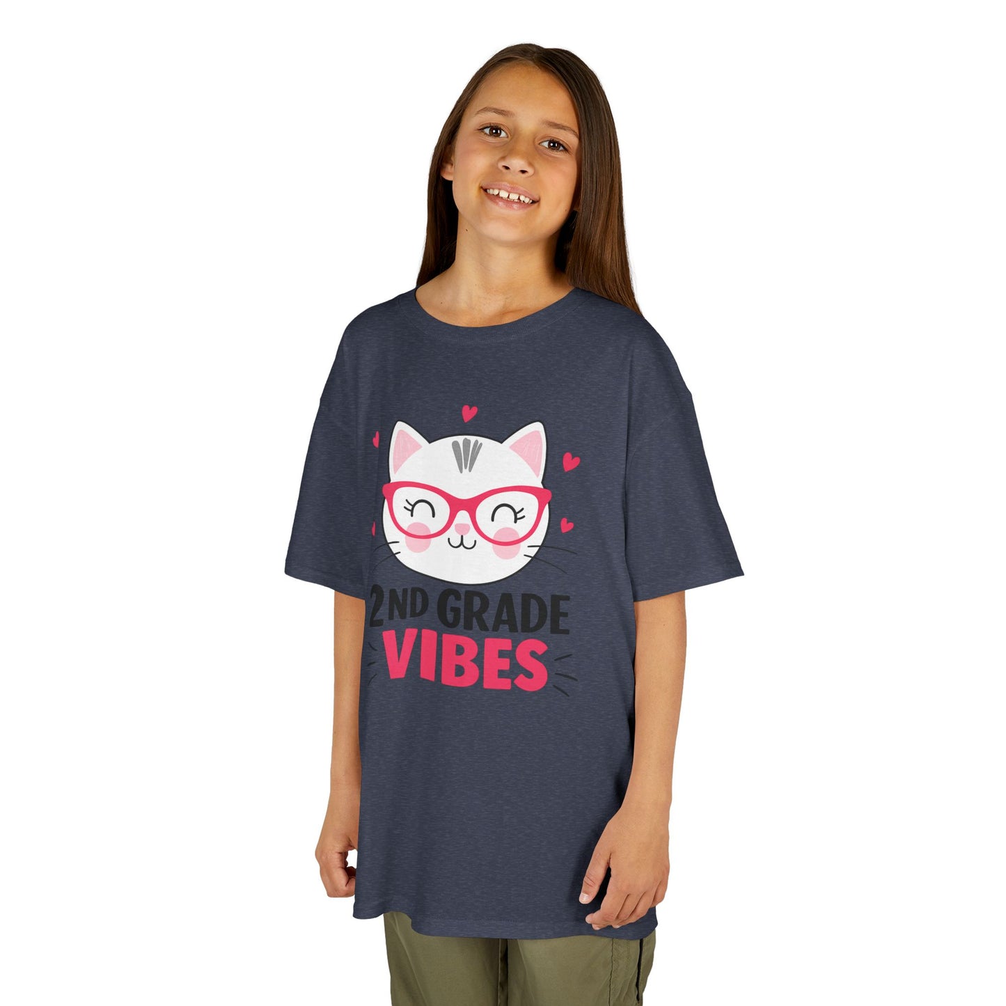 Cute Kids 2nd Grade Vibes Tee, Funny Cat