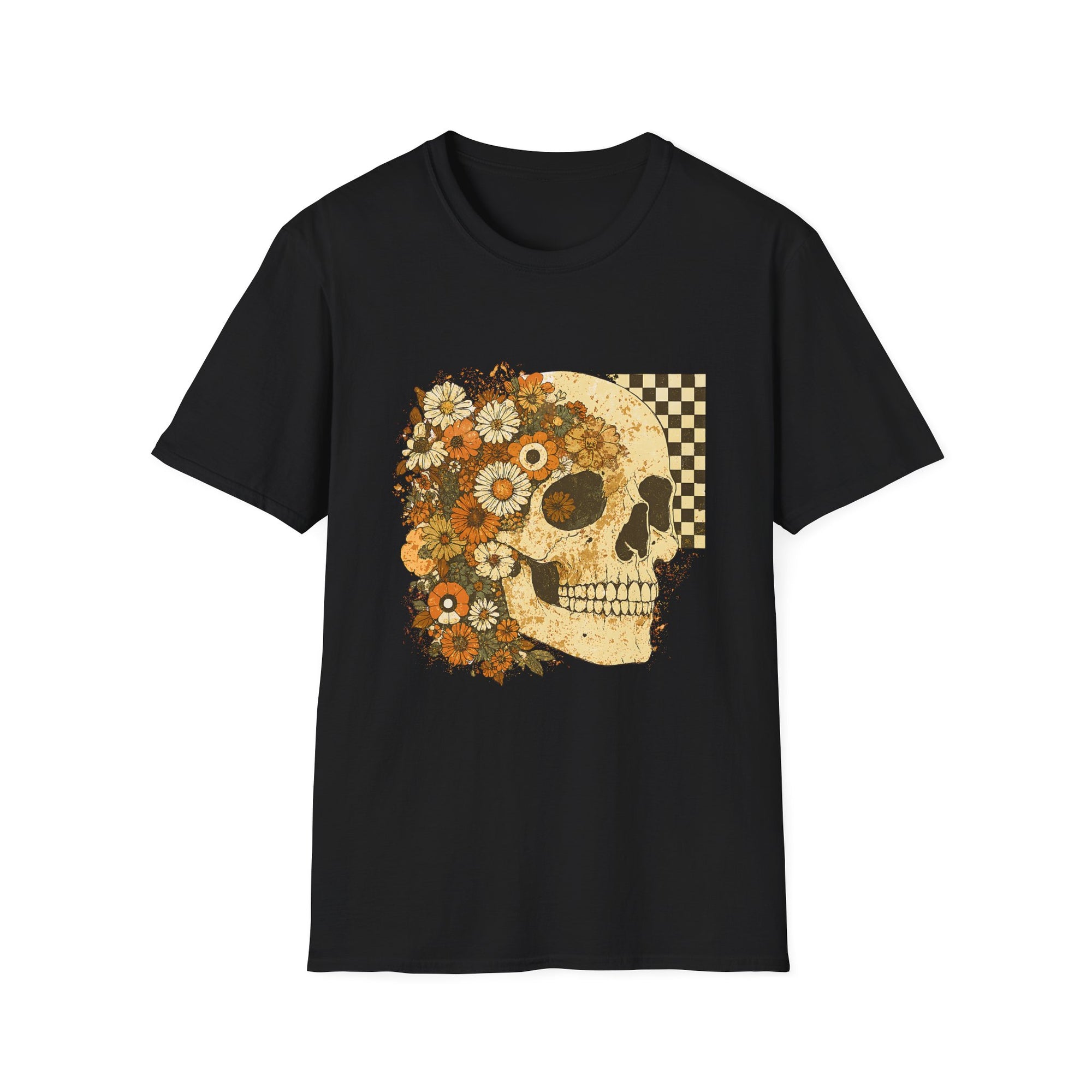 Floral Skull T-Shirt | Unisex Vintage Tee, Casual Wear