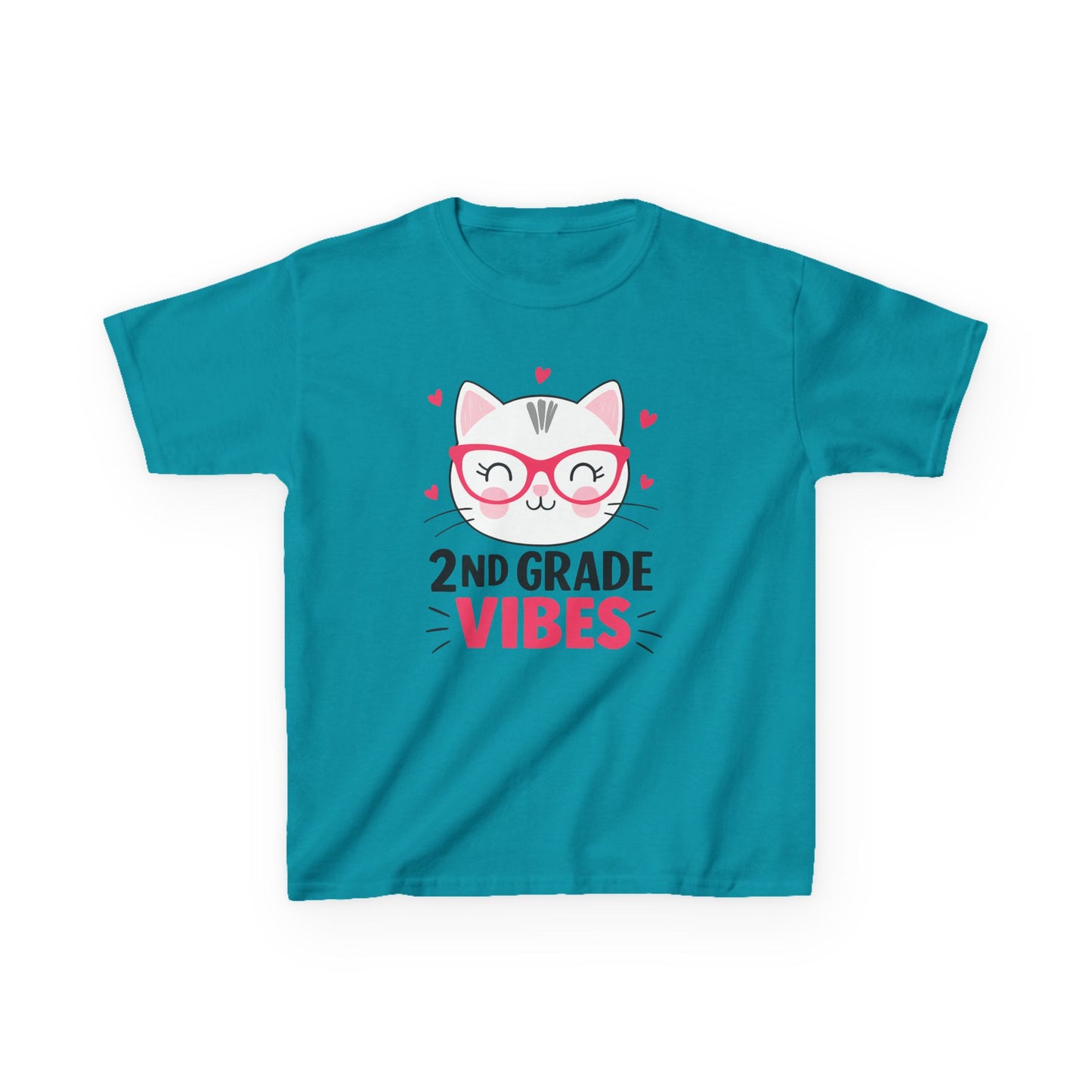Cute Kids 2nd Grade Vibes Tee, Funny Cat