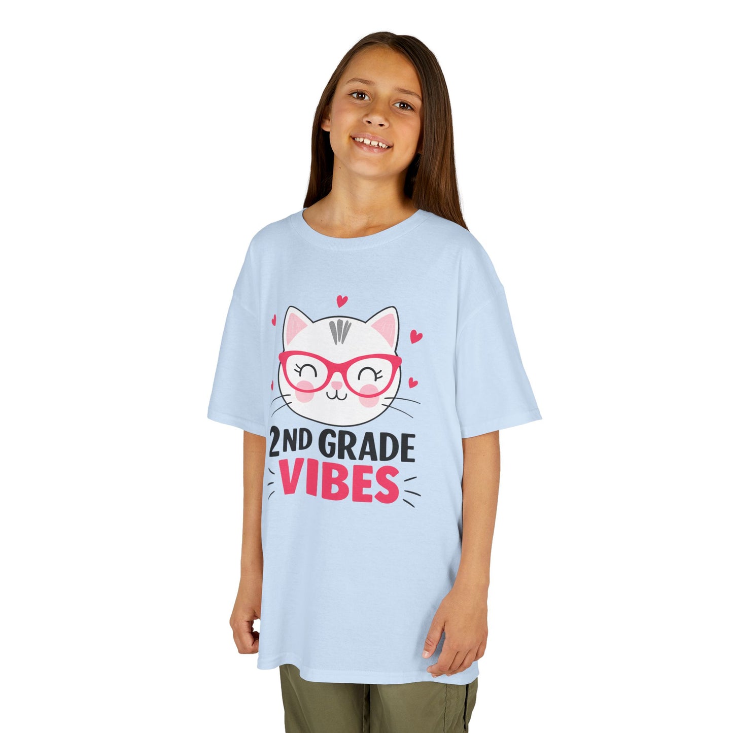 Cute Kids 2nd Grade Vibes Tee, Funny Cat