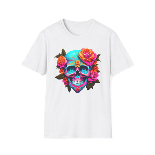 Colorful Floral Skull T-Shirt – Artistic Gothic Streetwear