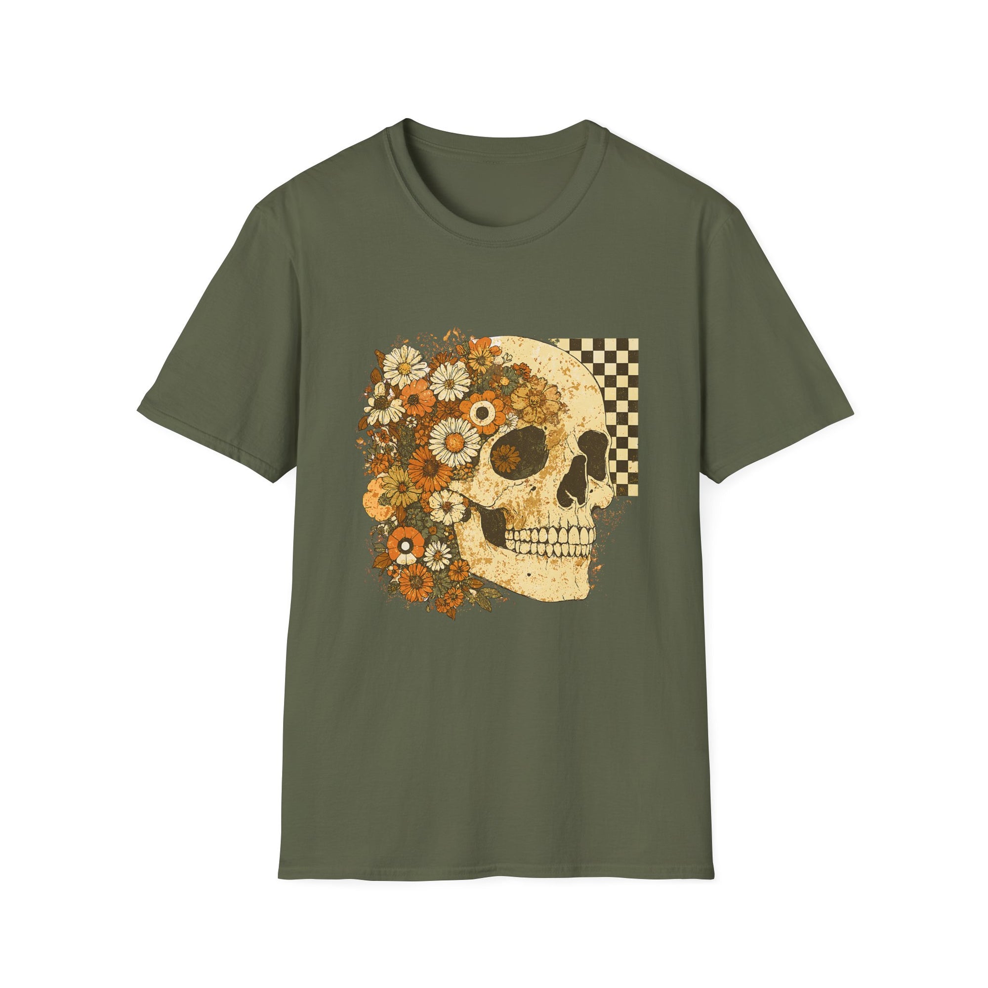 Floral Skull T-Shirt | Unisex Vintage Tee, Casual Wear
