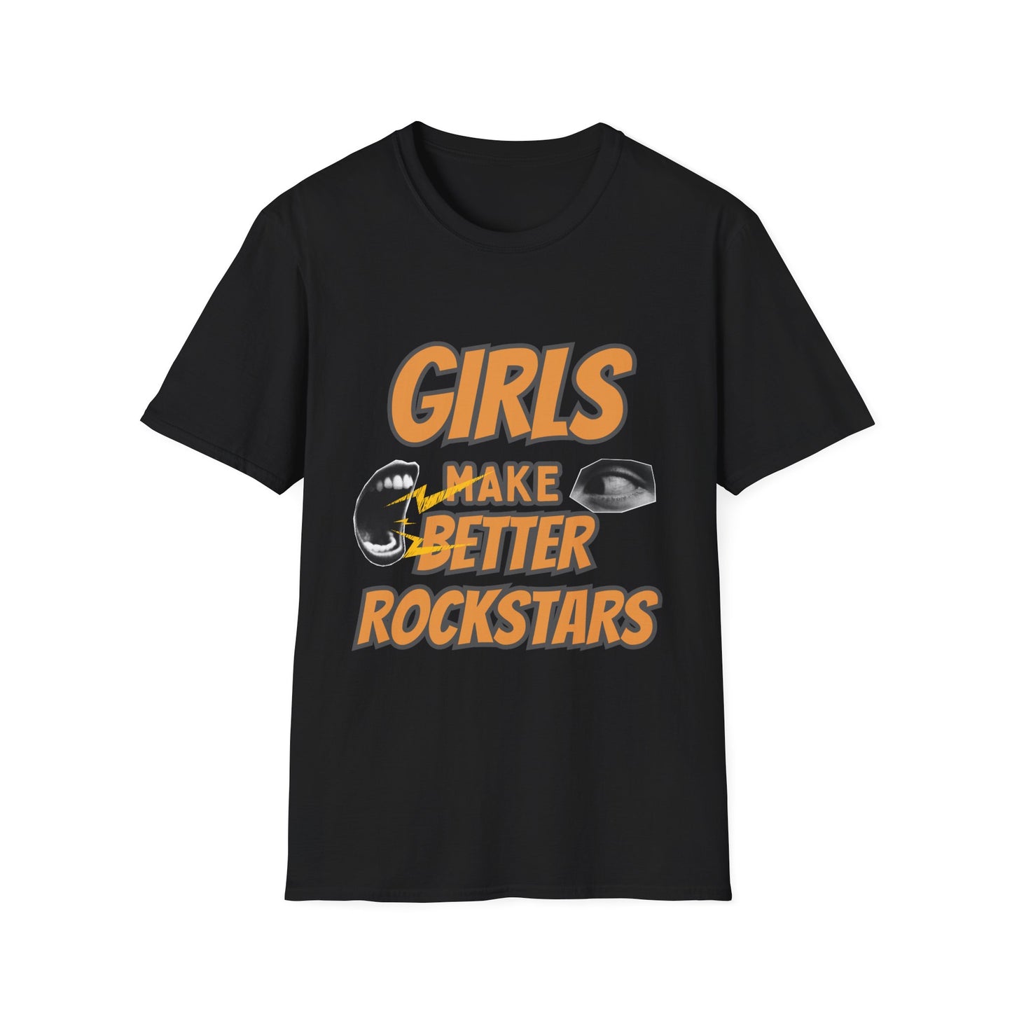 Celebrate fierce talent with this “Girls Make Better Rockstars” t-shirt. Featuring bold 3D lettering, a starburst accent, and a purple female symbol, it’s perfect for music lovers and feminist fashionistas.