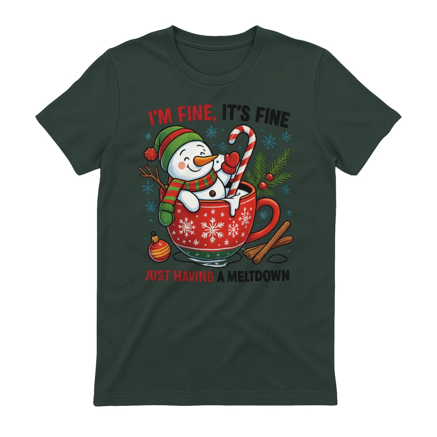 Optimized for "funny snowman mug," "holiday meltdown cup," "Christmas cocoa mug" searches.