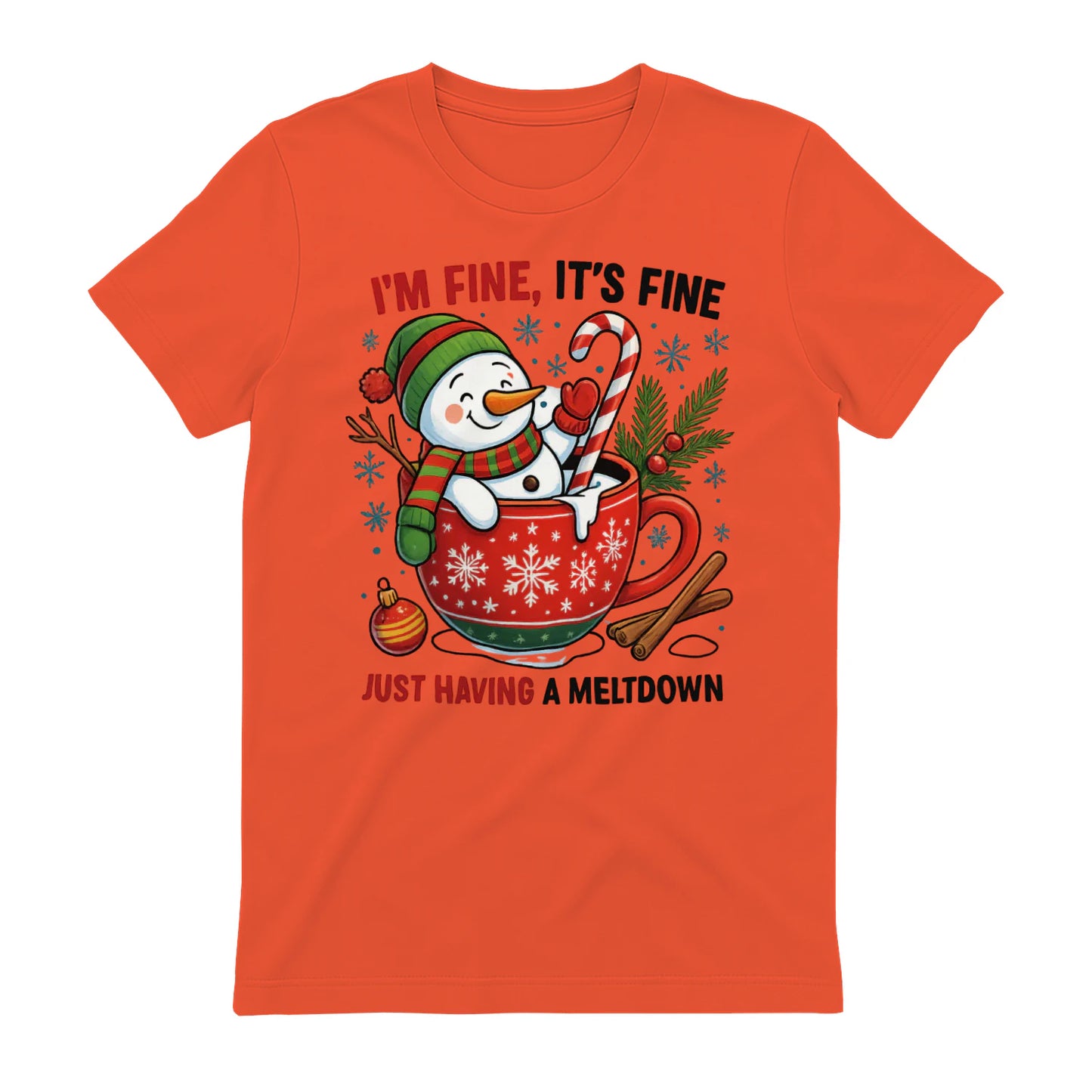 Optimized for "funny snowman mug," "holiday meltdown cup," "Christmas cocoa mug" searches.