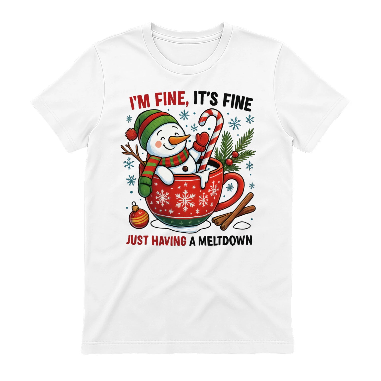 Optimized for "funny snowman mug," "holiday meltdown cup," "Christmas cocoa mug" searches.