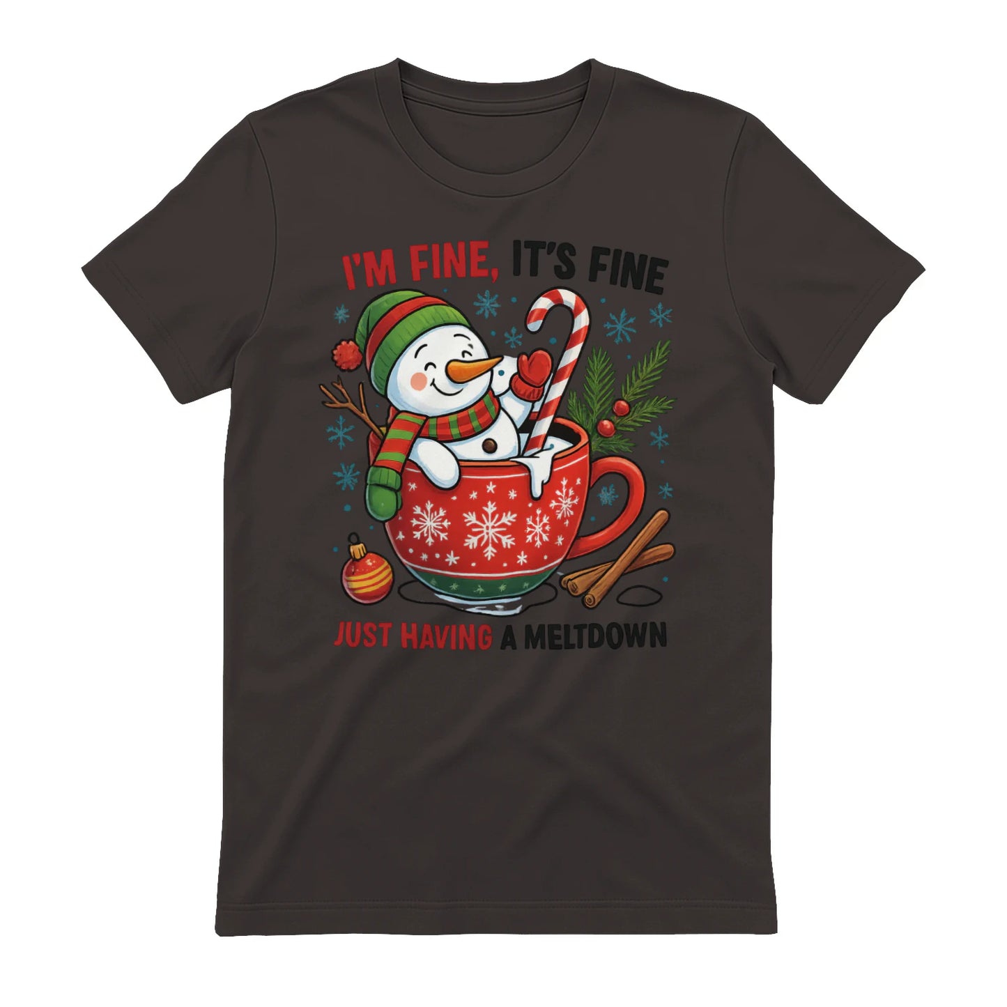 Optimized for "funny snowman mug," "holiday meltdown cup," "Christmas cocoa mug" searches.