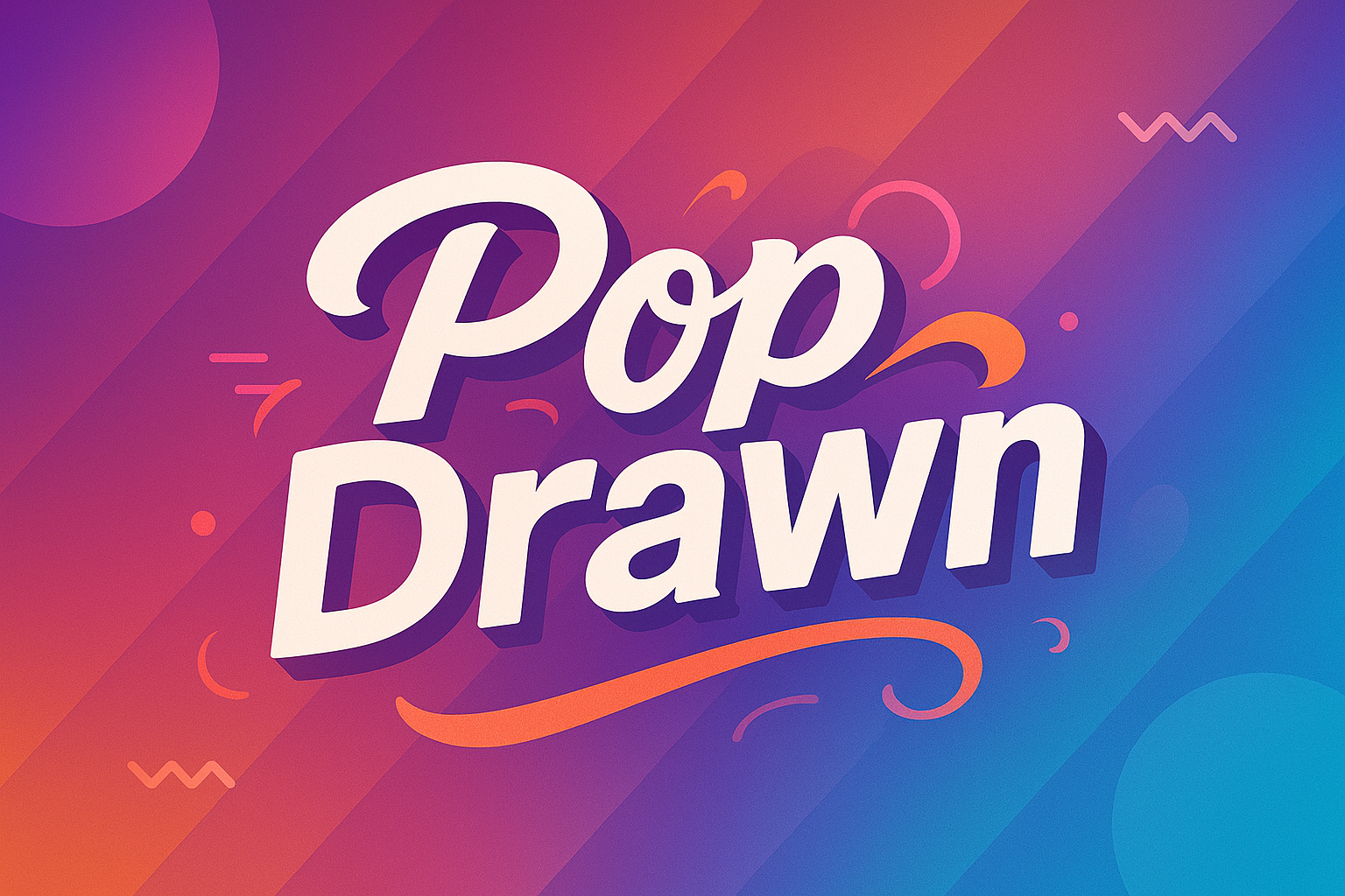 un banner per uno stor online  con la scritta PoPDrawn in un bel stile grafico